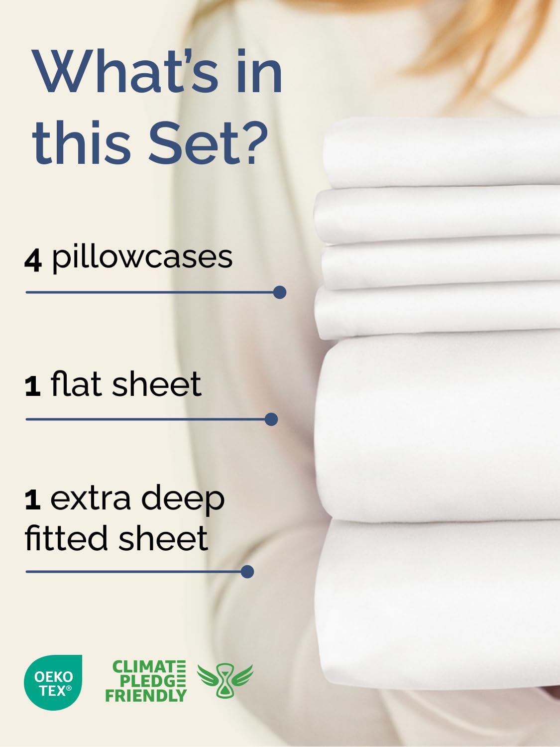 CGK Unlimited 6-piece sheet set with secure-enclosure pillowcases for tidy sleep setup.