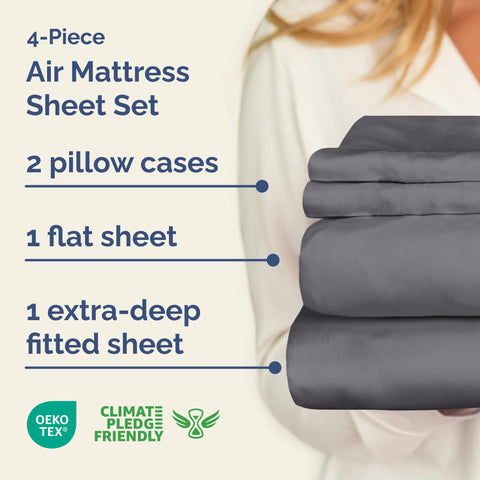 CGK Unlimited fitted sheet designed for deep mattresses delivers secure fit up to 24 inches.