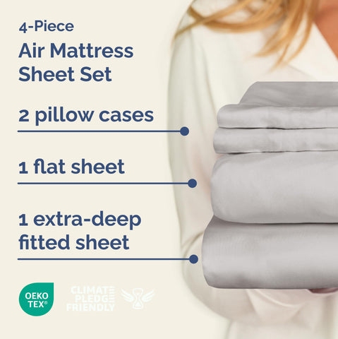 CGK Unlimited air mattress sheet set fitted deep-pocket secures up to 24 inches
