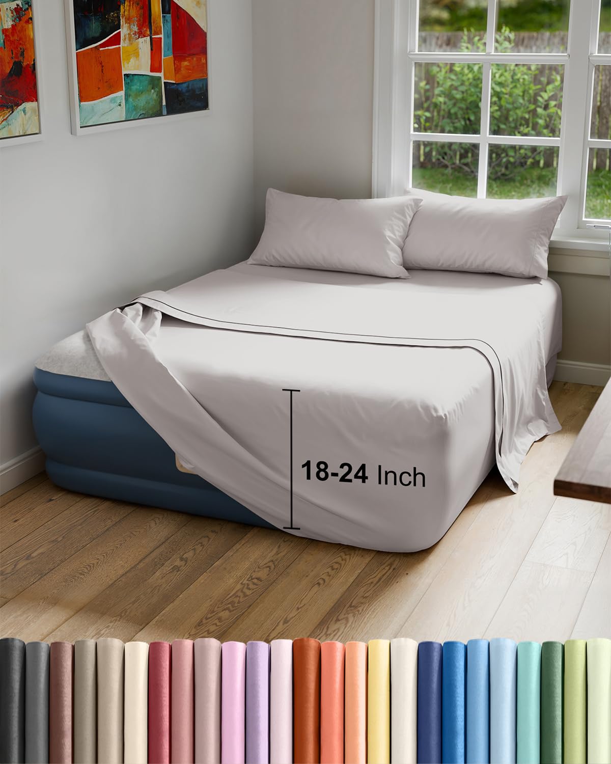 CGK Unlimited air mattress sheet set flat sheet for queen beds offers soft, breathable comfort