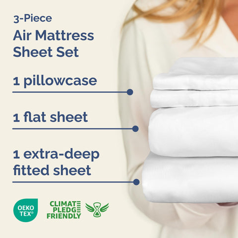 CGK Unlimited twin fitted sheet with 24 inch pocket secures air beds securely