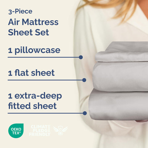 CGK Unlimited twin fitted sheet with deep-pocket edge fits up to 24 inches.