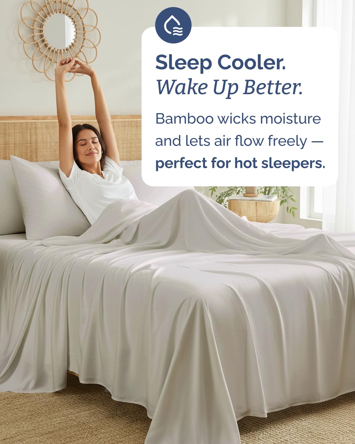CGK Unlimited bamboo queen fitted sheet 18in-pocket ensures secure, snug fit.