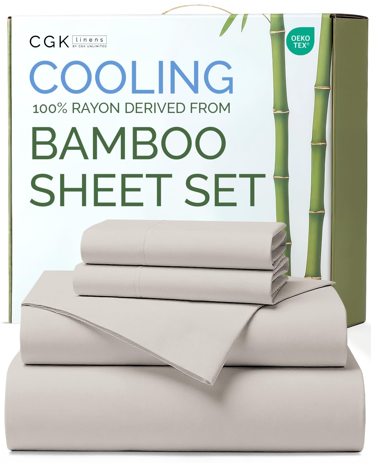 CGK Unlimited bamboo queen flat sheet with silky, breathable comfort for warm nights.