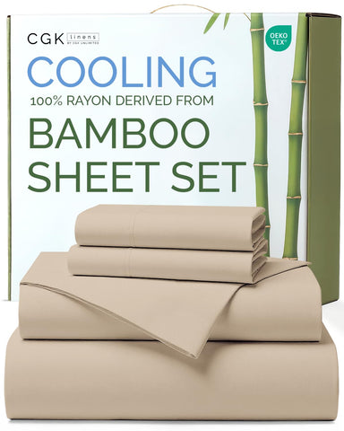 CGK Unlimited bamboo sheets queen flat sheet with silky, cooling texture