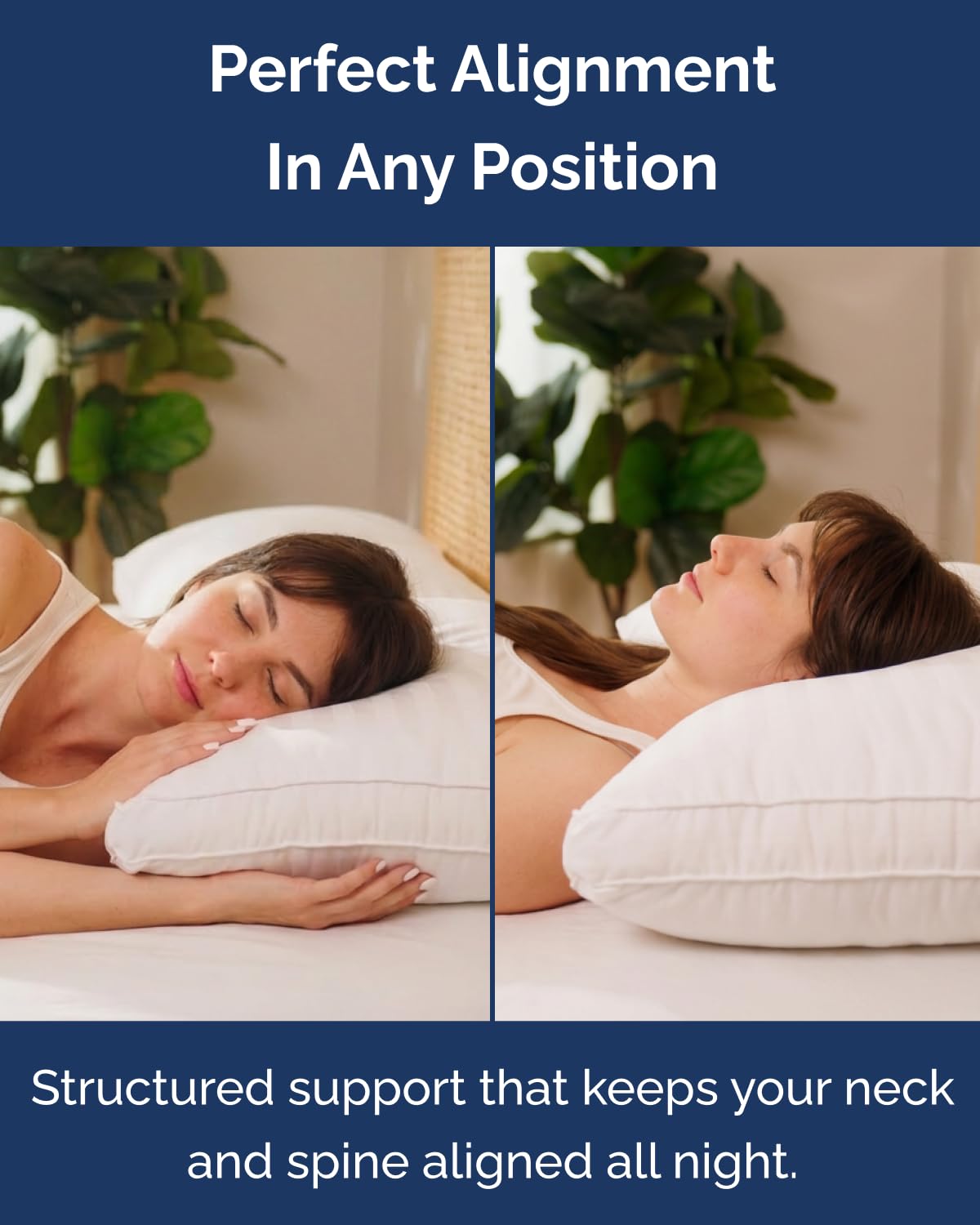CGK Unlimited bed pillows gusseted edge closeup demonstrates structure and softness.