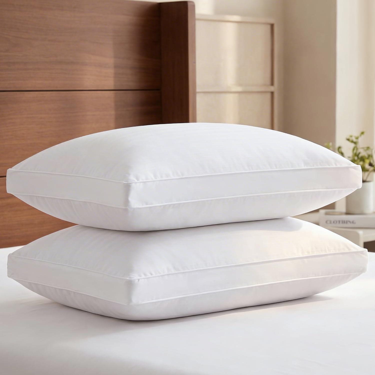 CGK Unlimited bed pillows 2-pack front shot for plush, fuller comfort.