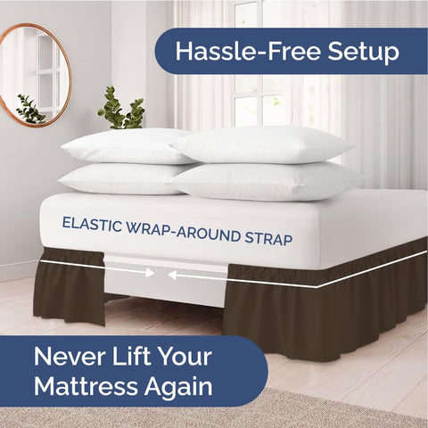 CGK Unlimited elastic wrap keeps the bed skirt in place for a neat look.