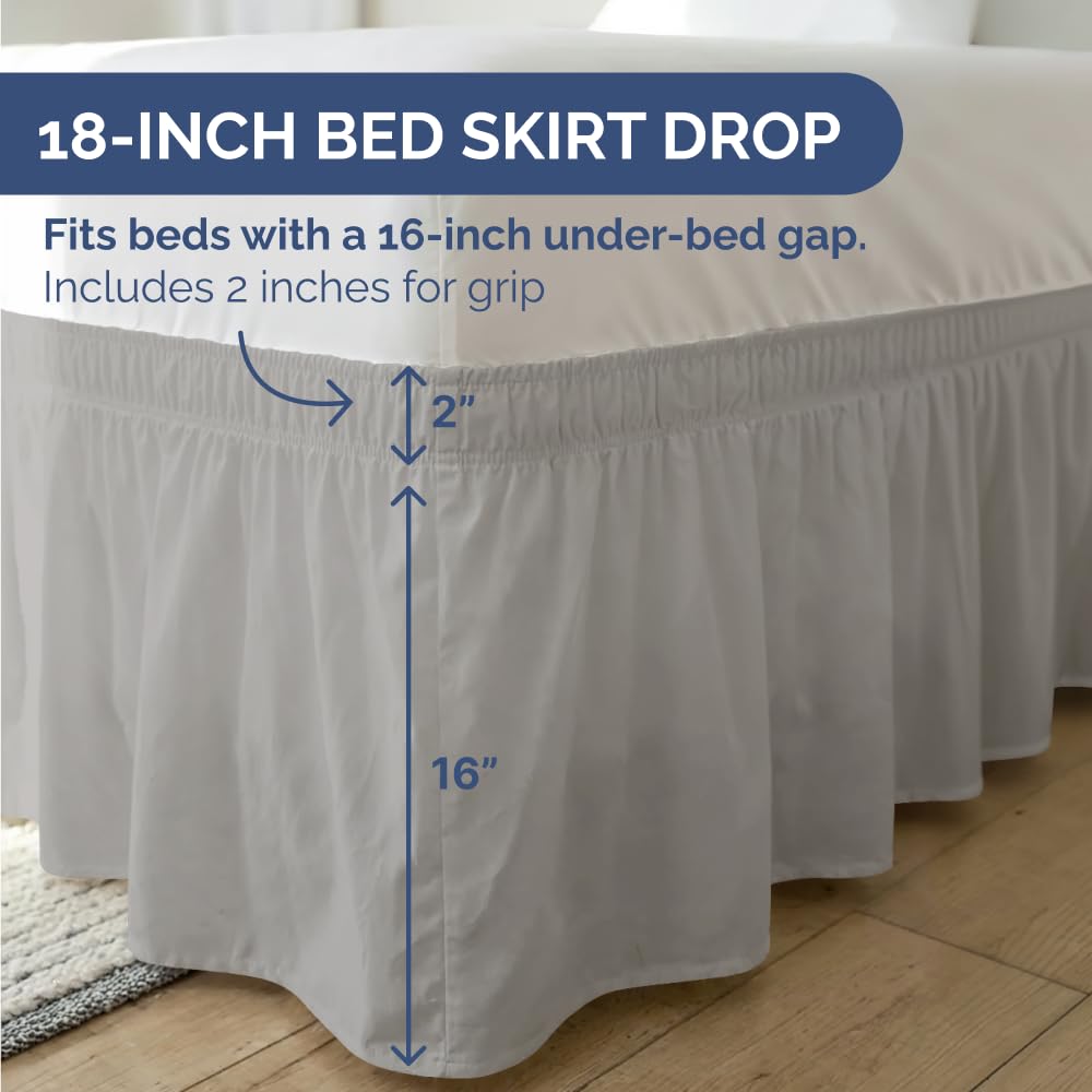 CGK Unlimited wrinkle-free bed skirt is machine washable for easy care.