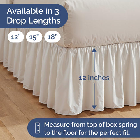 Wrinkle-resistant fabric detail on CGK Unlimited bedskirt for easy care