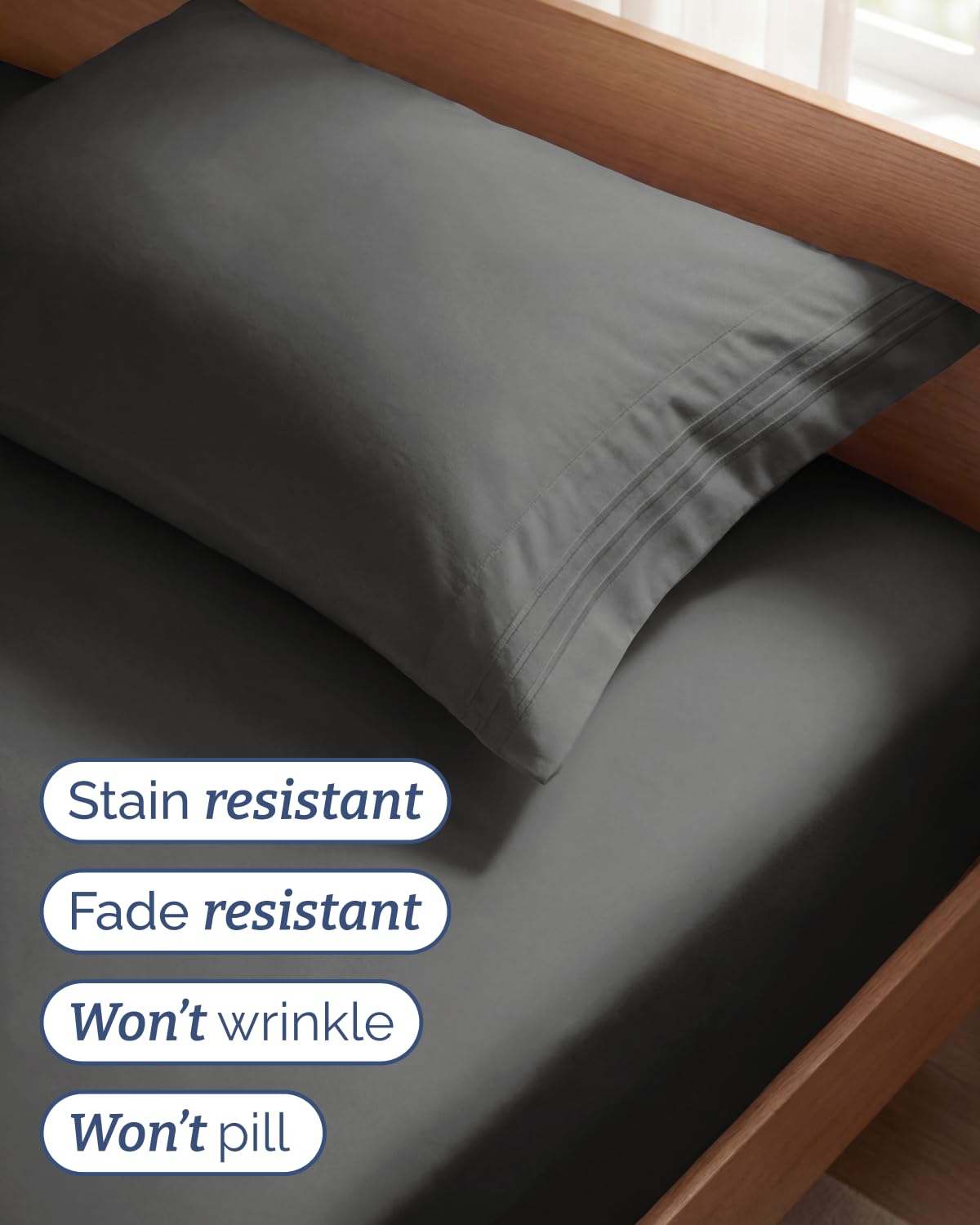 CGK Unlimited breathable brushed microfiber promotes cool, airy sleep.