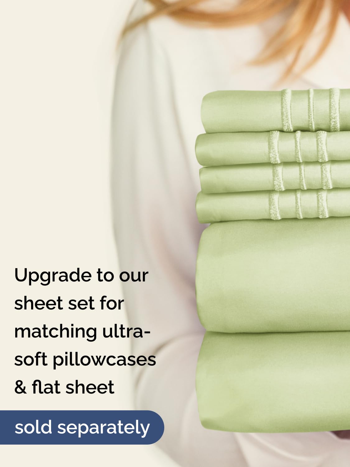 CGK Unlimited breathable light sage king sheet on bed