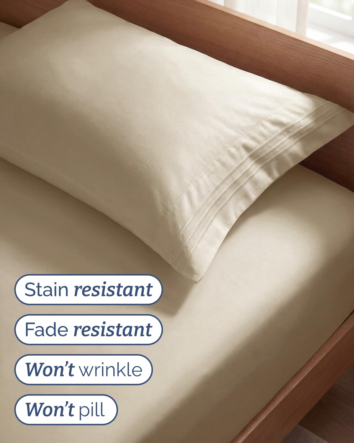 CGK Unlimited breathable microfiber cream sheet for all season comfort