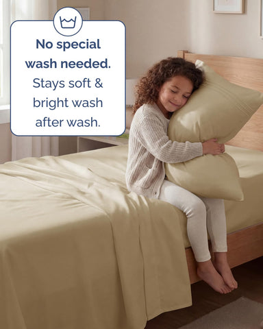 CGK Unlimited breathable, silky-soft beige sheets for a cool night