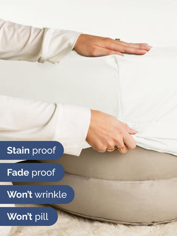 CGK Unlimited fitted sheet with elastic around edges for a snug grip.