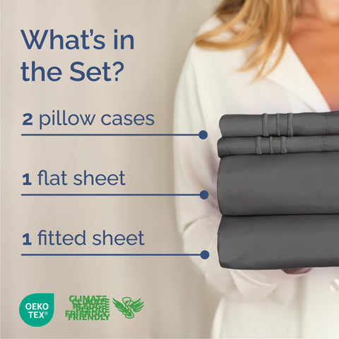 CGK Unlimited Cal King flat sheet laid flat on bed