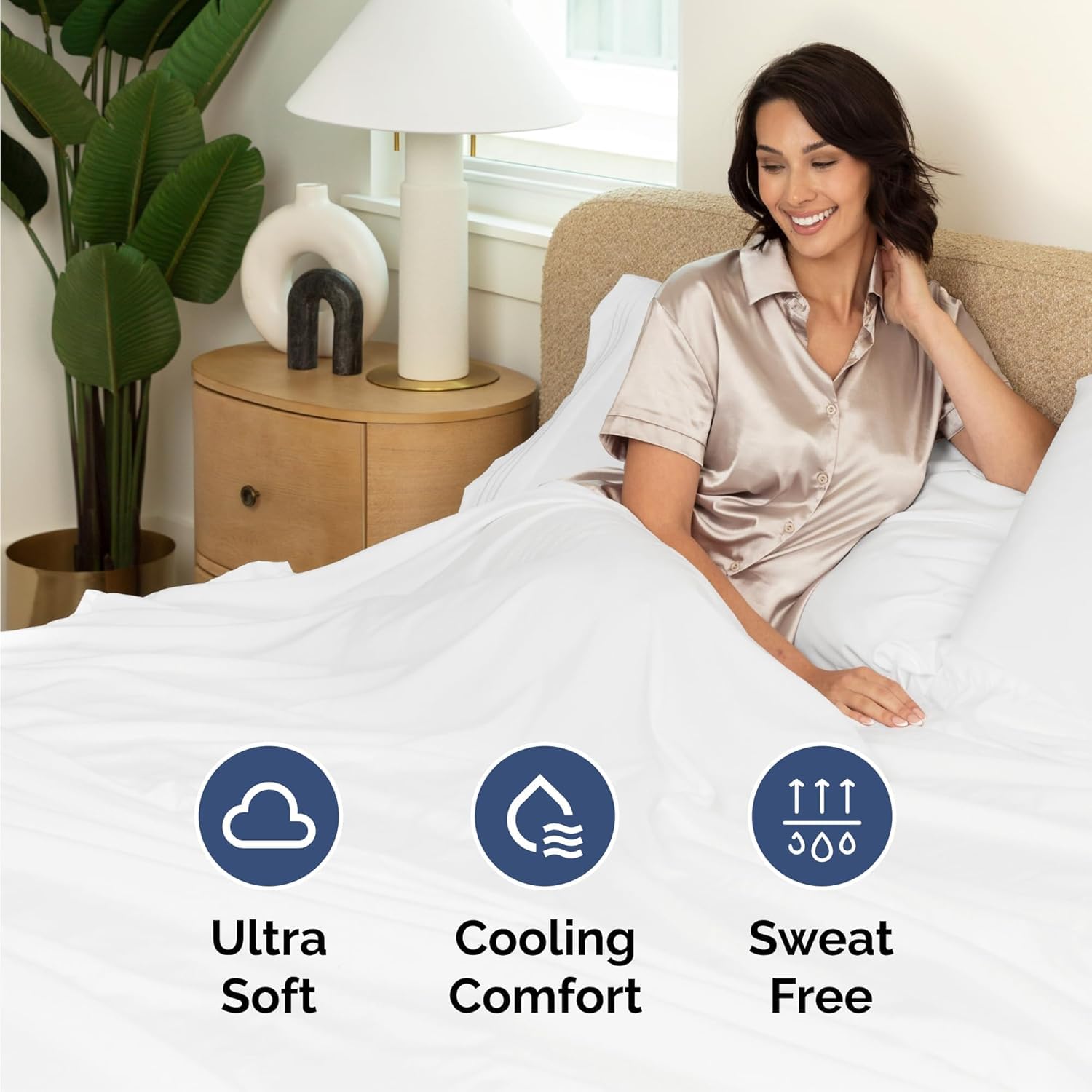 CGK Unlimited Cal King fitted sheet on a bed shows easy-fit deep pocket design