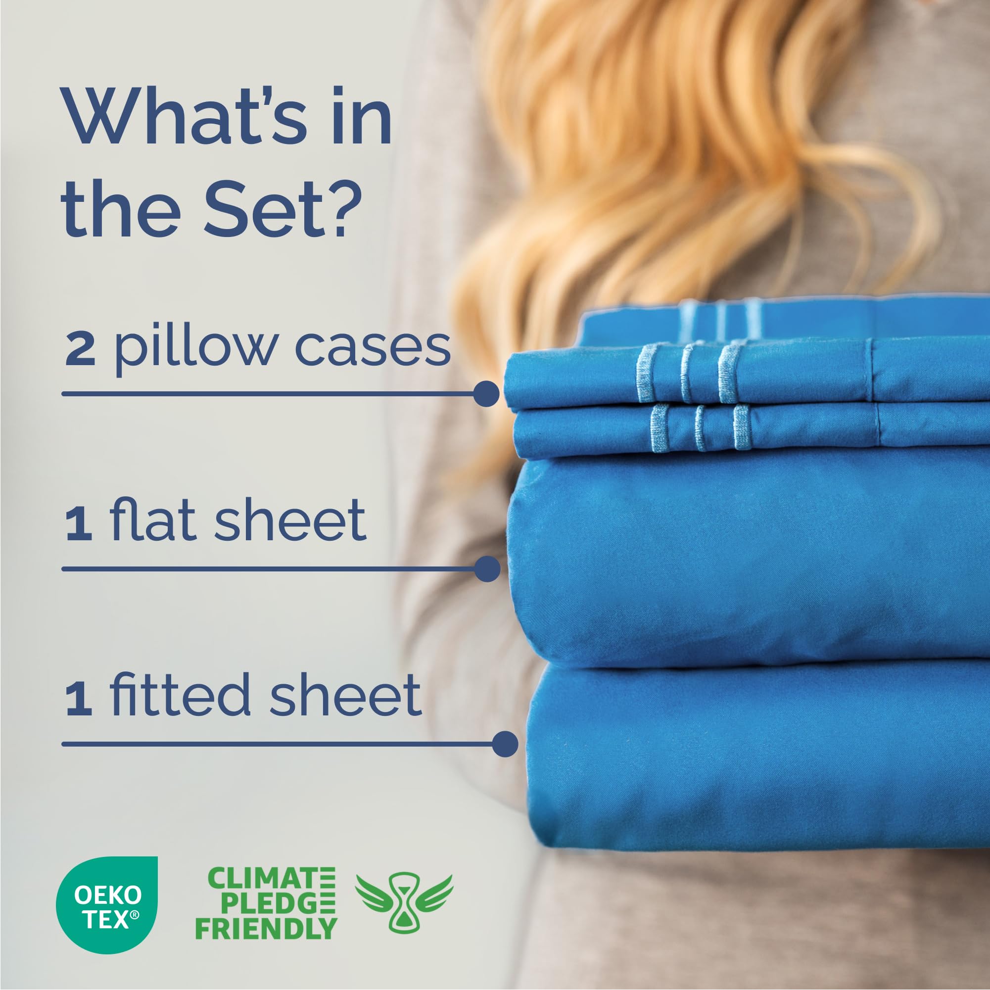 Flat lay of CGK Unlimited Cal King Sheet Set with generous dimensions