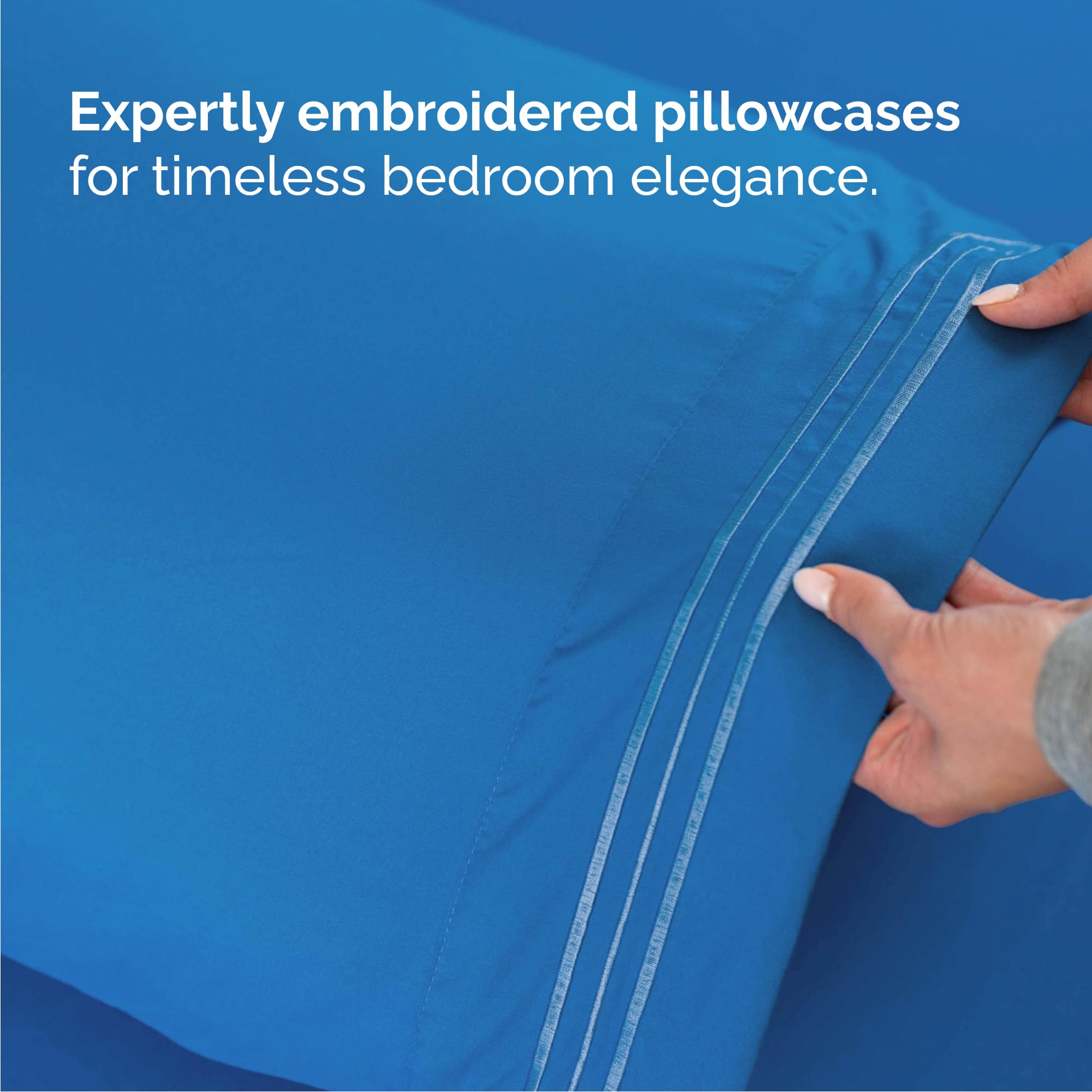 Two pillow cases included with CGK Unlimited Cal King Sheet Set