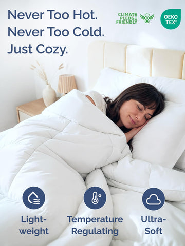 CGK Unlimited comforter on bed highlights cozy, lightweight all-season warmth for any bedroom