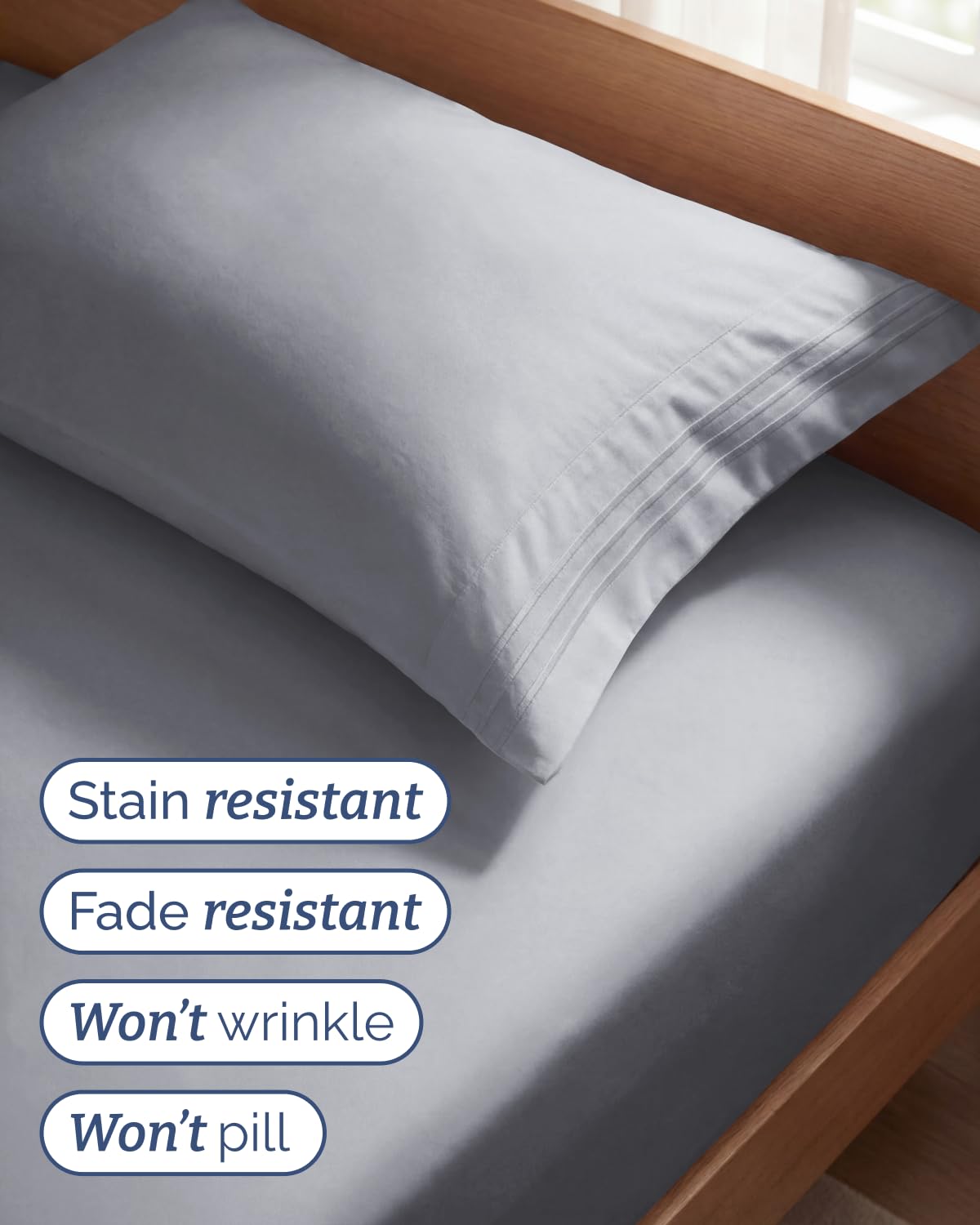 Breathable, cooling fibers help keep you comfortable on warm nights.