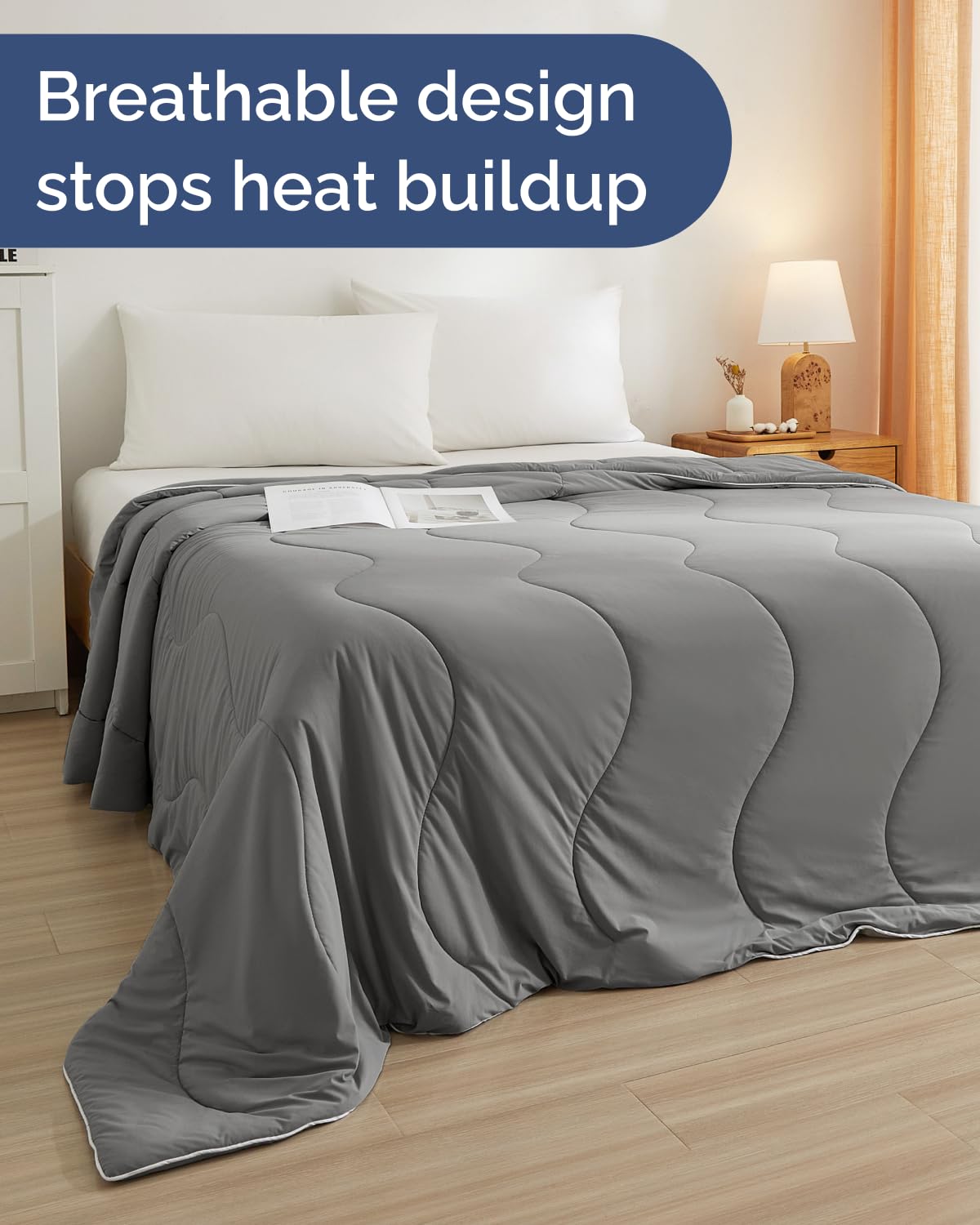 CGK Unlimited cooling comforter stitching detail prevents shifting and clumping.