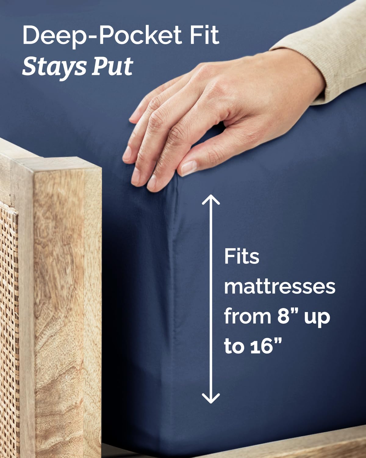 CGK Unlimited deep-pocket design ensures easy adjustment on thick mattresses