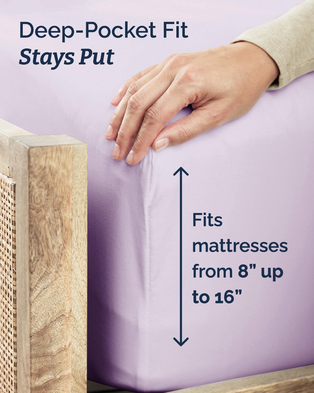 CGK Unlimited deep-pocket fitted sheet demonstrates secure, universal fit