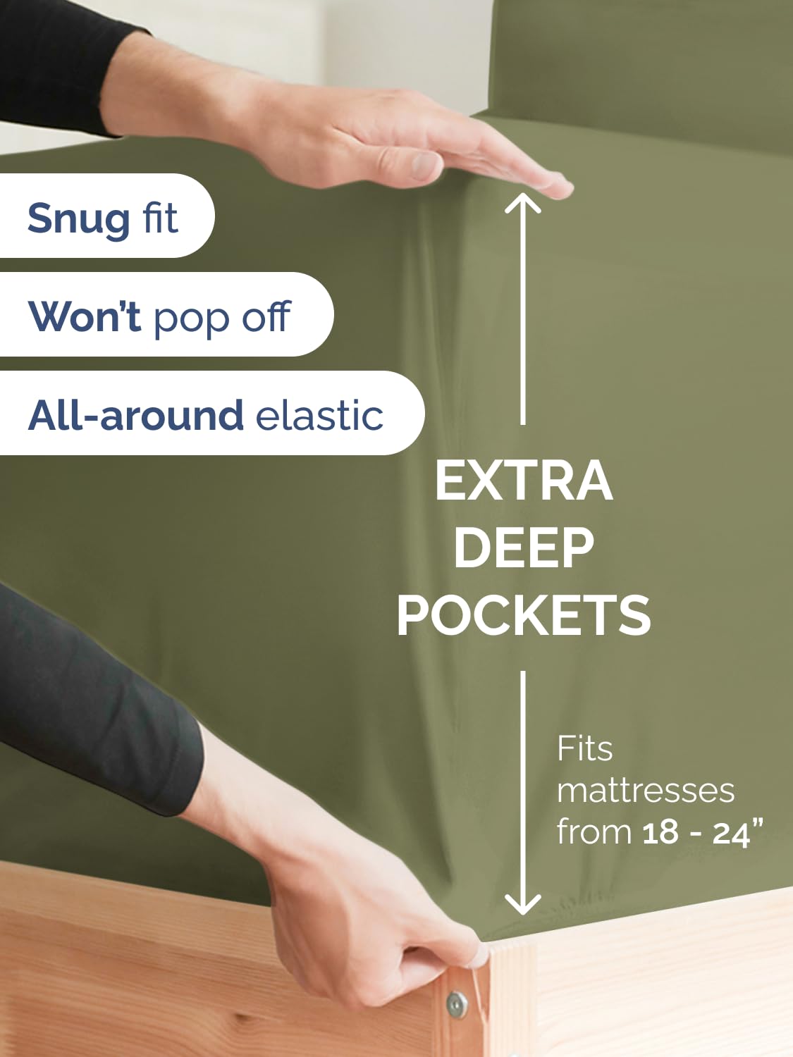CGK Unlimited deep-pocket king sheet close-up shows durable elastic edges.