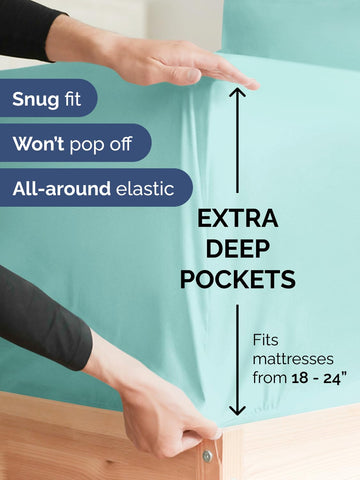 CGK Unlimited deep-pocket king sheet showing extra deep pockets stay in place.