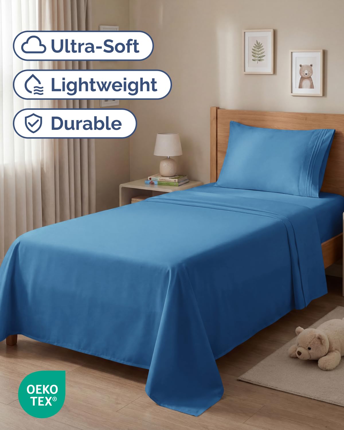 CGK Unlimited flat sheet 96x66 neatly draped for easy layering.