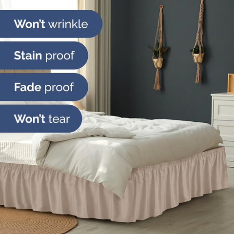 CGK Unlimited dorm room-ready bed skirt complements compact sleeping spaces.