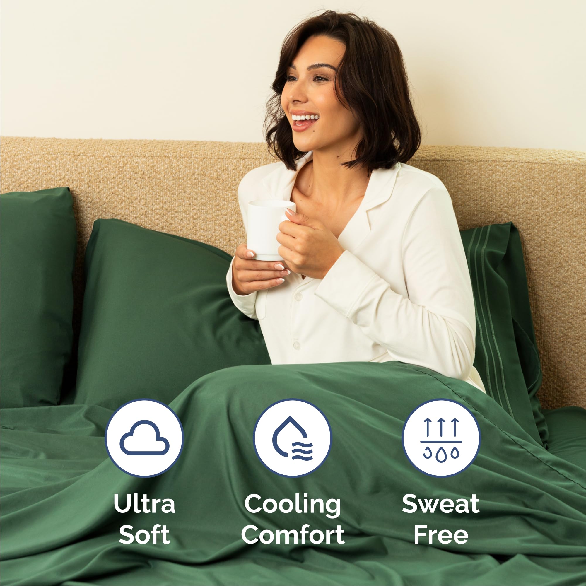 Double brushed microfiber yarns offer a soft, lightweight touch.