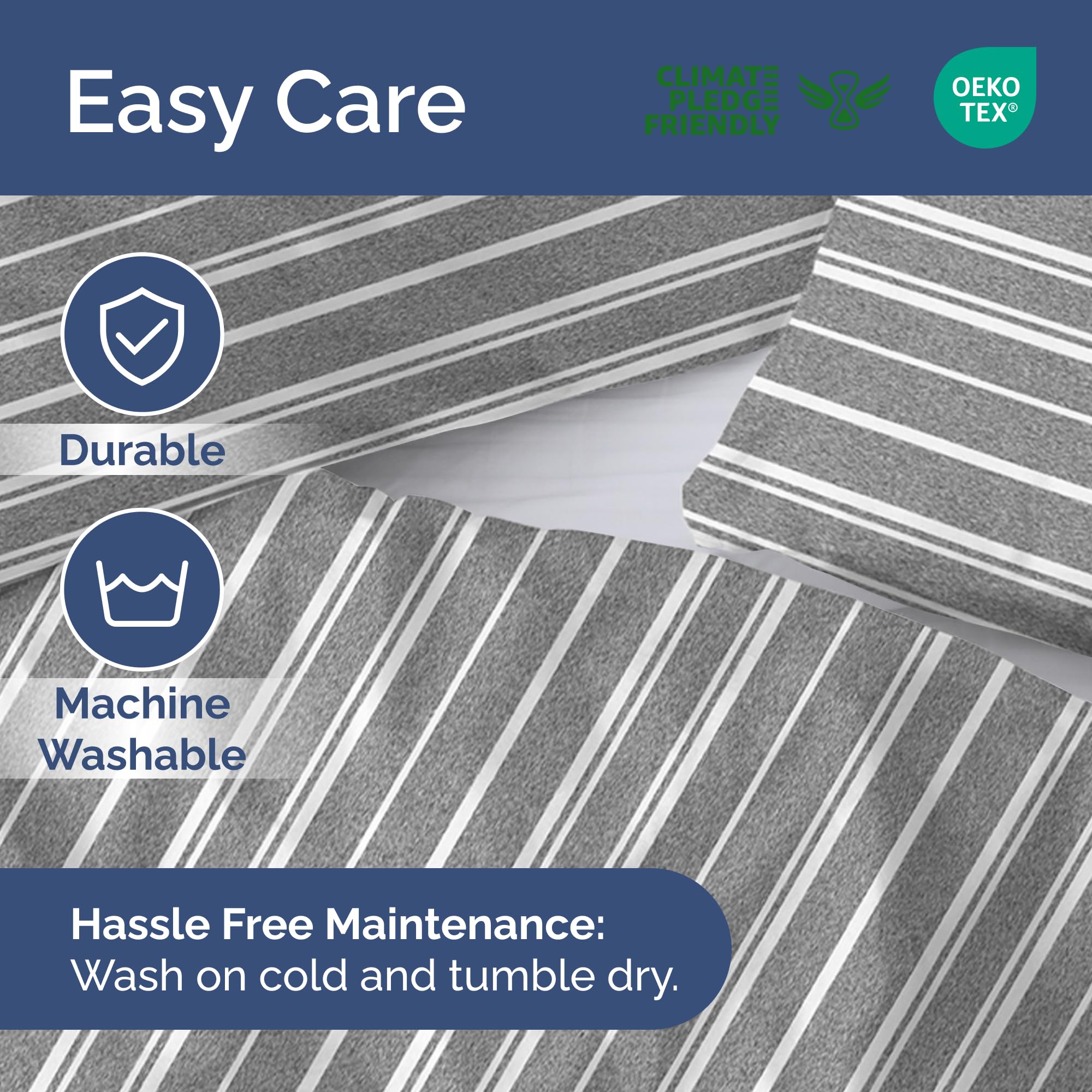 Fade-resistant color keeps the grey stripes vibrant