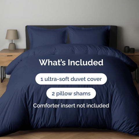 CGK Unlimited two pillow shams included, navy, easy care for a hotel like bed setup