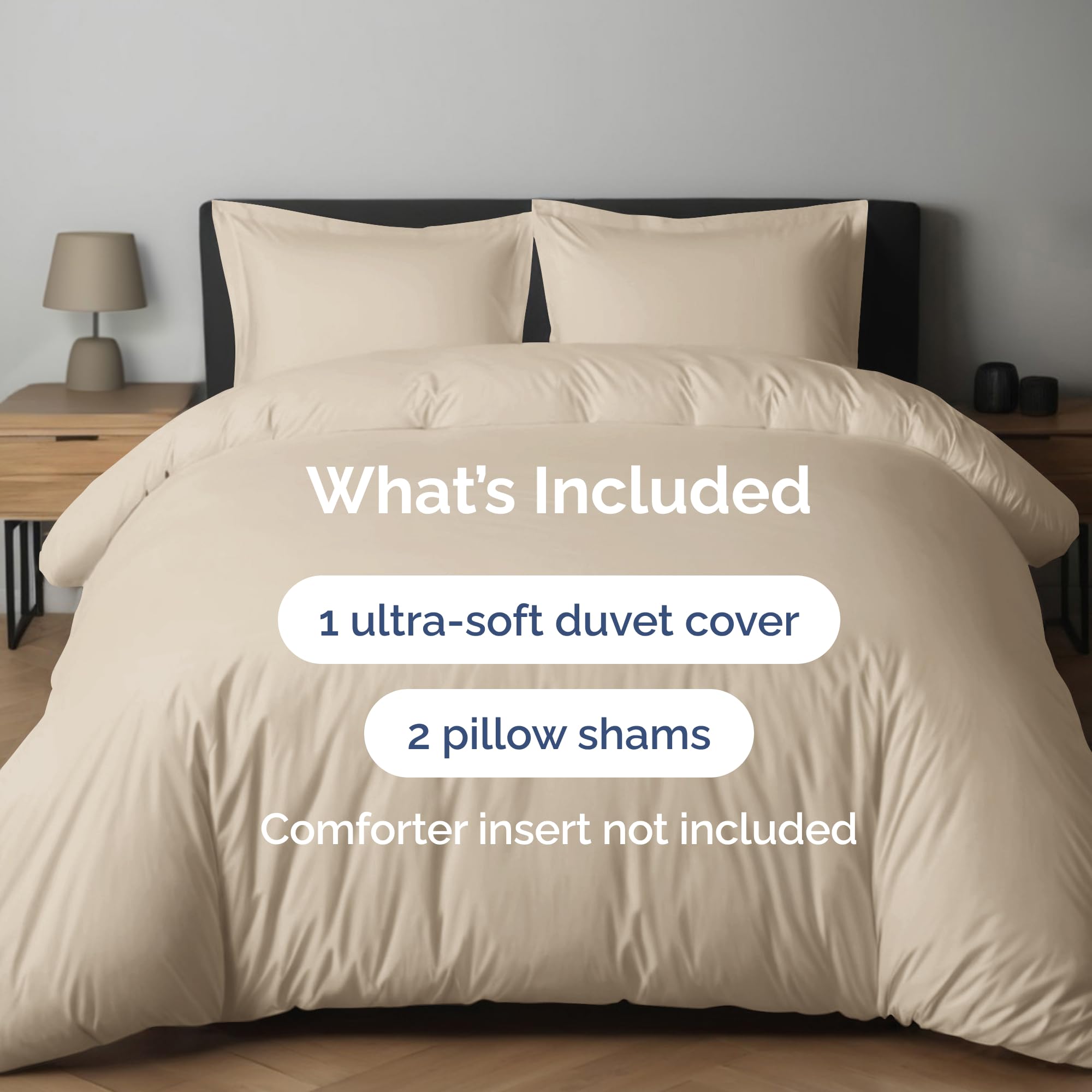 CGK Unlimited duvet cover king Wheat on bed demonstrates all-season comfort