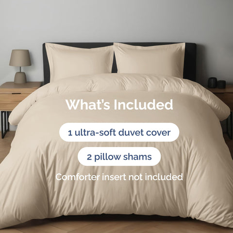 CGK Unlimited duvet cover king Wheat on bed demonstrates all-season comfort