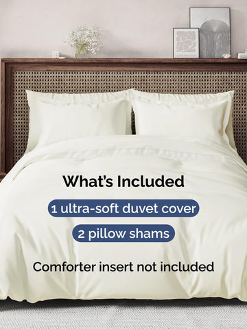 CGK Unlimited duvet cover on bed demonstrates generous queen size and hotel-like luxury