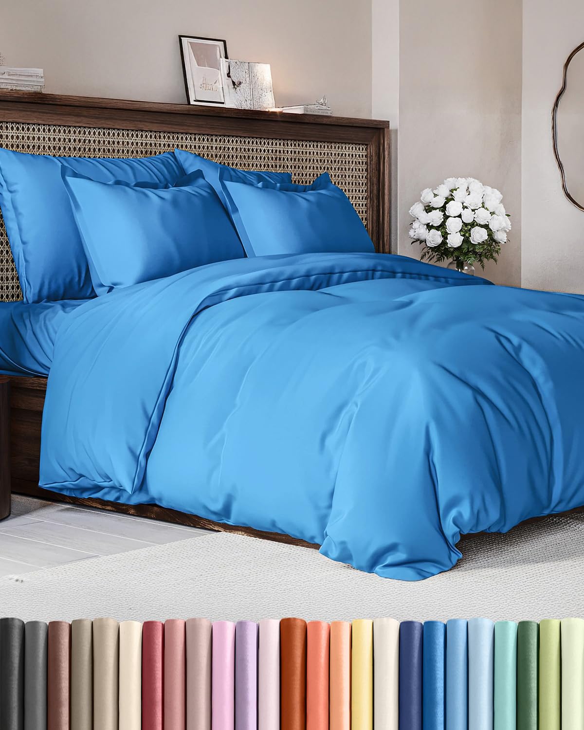 CGK Unlimited duvet cover queen 90x90 in royal blue, ultra-soft and breathable.