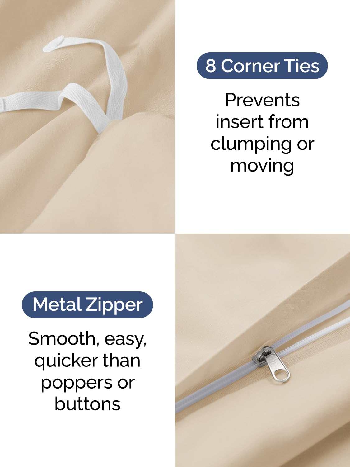 CGK Unlimited duvet cover queen cream folded on bed emphasizing size and cozy drape