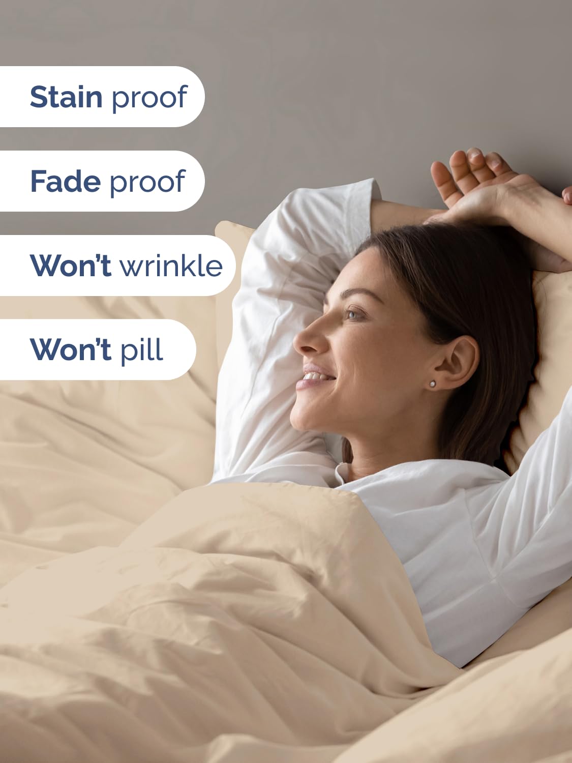 CGK Unlimited duvet cover queen cream zipper closure ensures easy care and secure fit