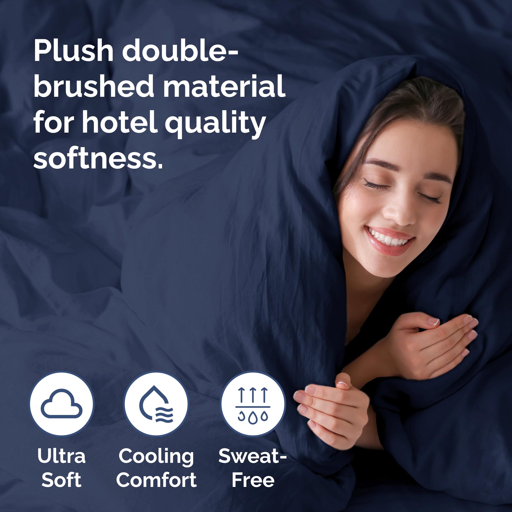 Close up of soft double brushed fabric, CGK Unlimited duvet cover for luxurious comfort