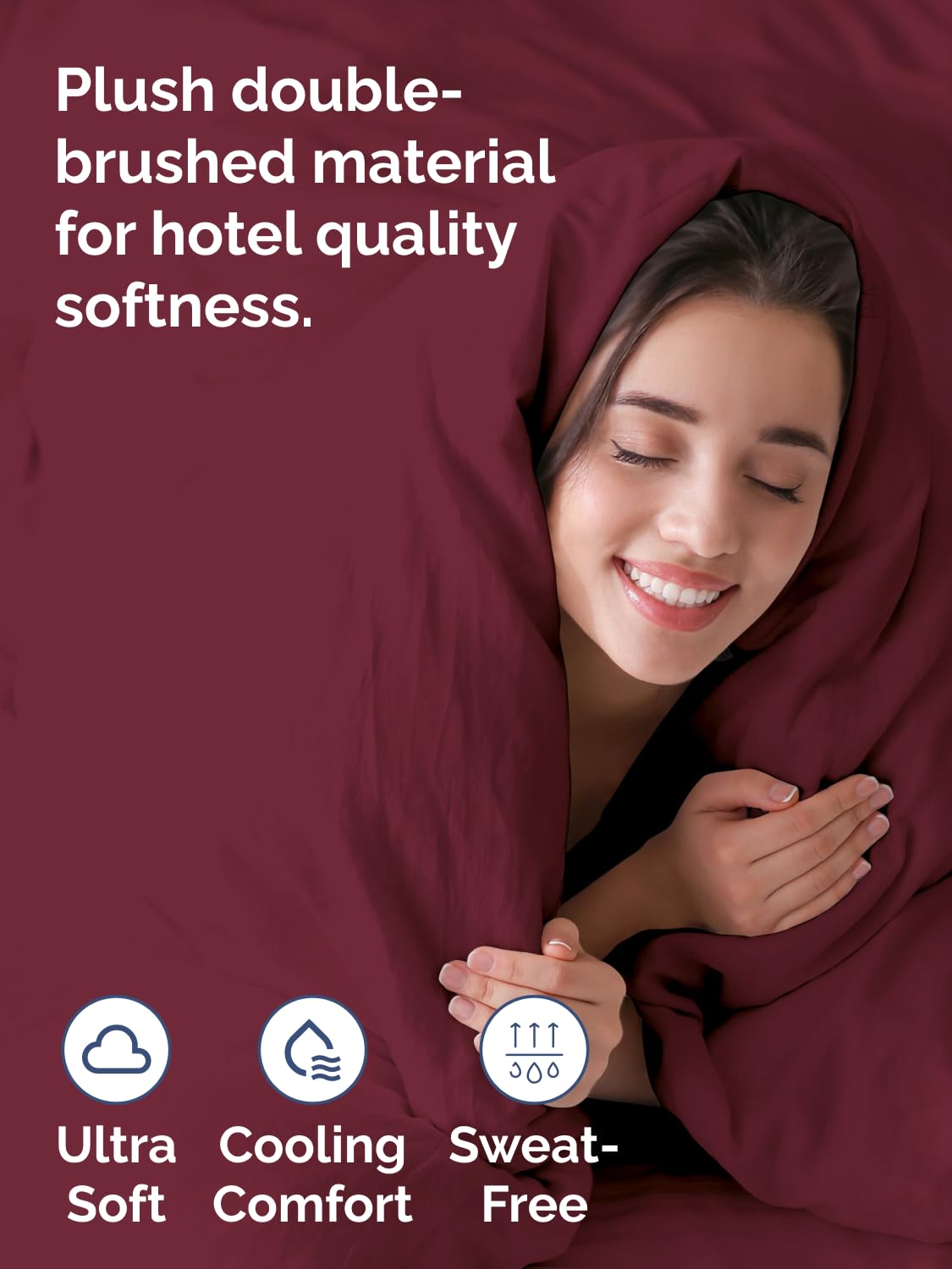 CGK Unlimited burgundy duvet cover all-season breathable weave for cool sleep.
