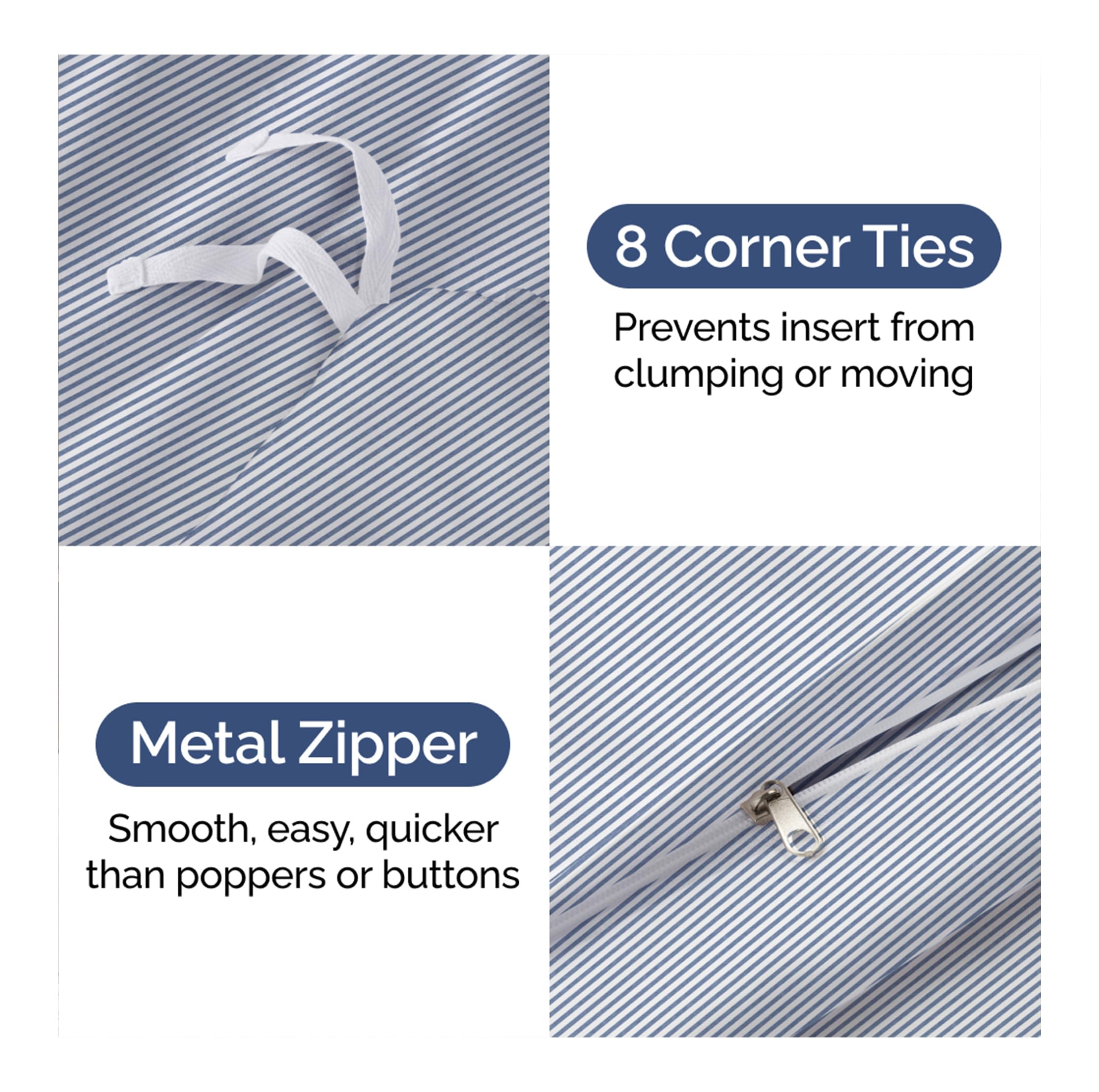 CGK Unlimited duvet cover eight ties closeup for a neat bed fit