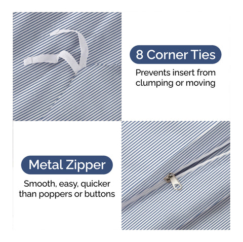 CGK Unlimited duvet cover eight ties closeup for a neat bed fit