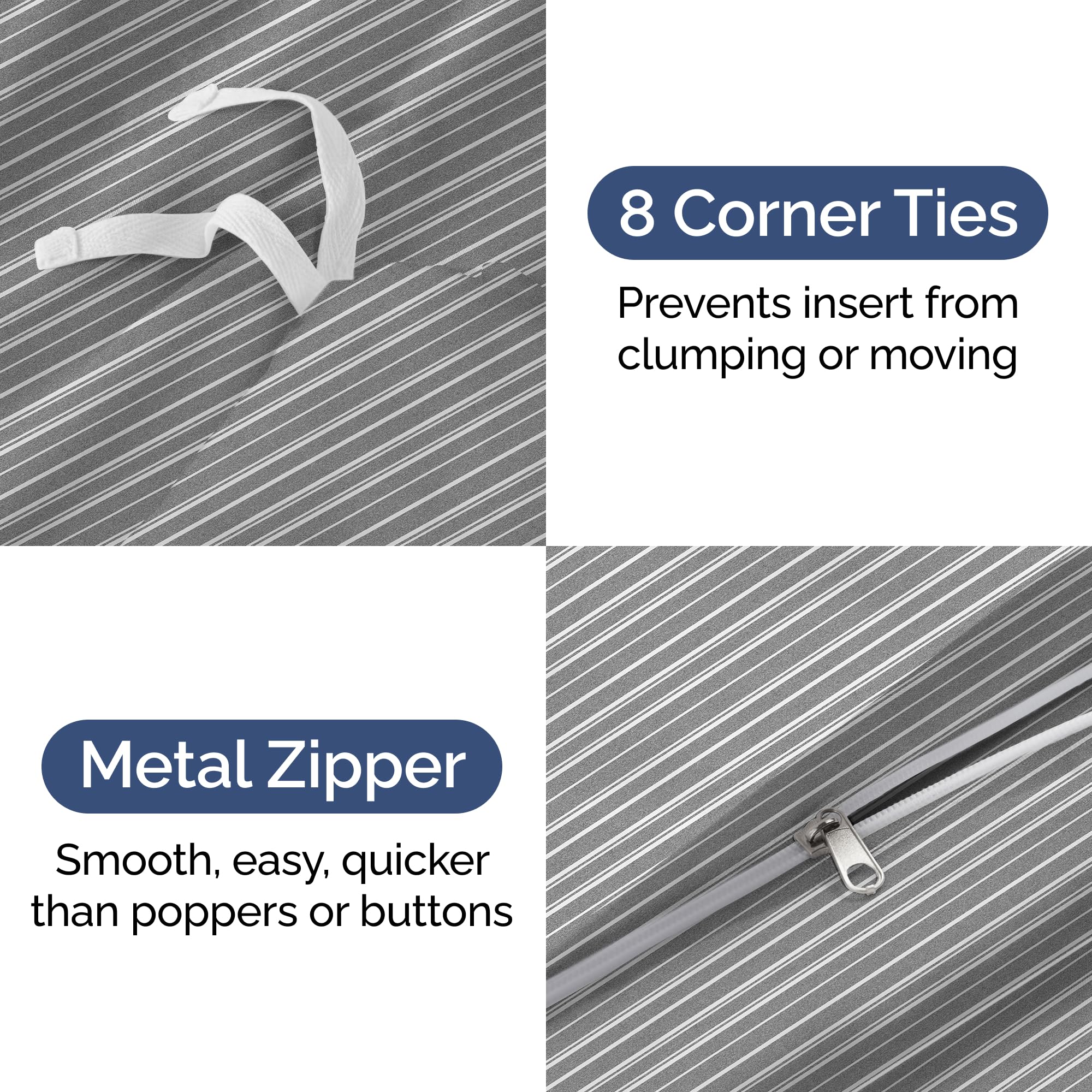 Zipper closure detail for easy care and secure fit
