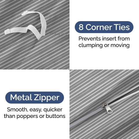 Zipper closure detail for easy care and secure fit