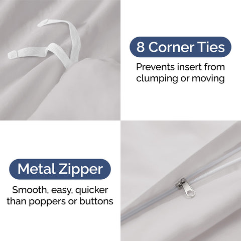 CGK Unlimited duvet set with eight ties to ensure a snug, shift-free fit