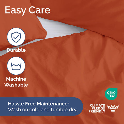 Easy-care machine-washable CGK Unlimited terracotta duvet cover durability