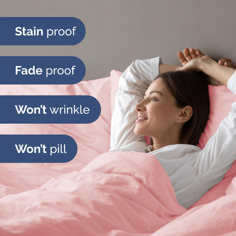 Lightweight, breathable CGK Unlimited duvet cover with zipper closure and eight ties for secure fit.